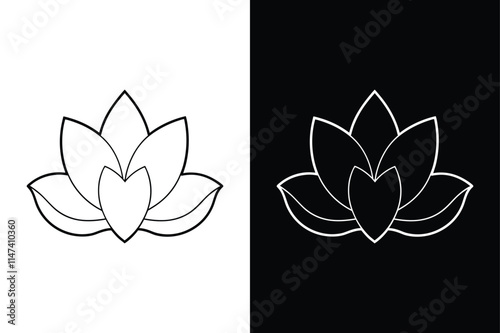 Minimalist Magnolia Line Art. Stunning Black & White Icon Concepts