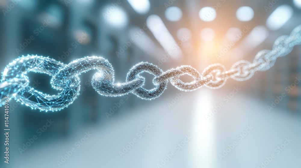 A glowing chain links together in a futuristic, illuminated environment, symbolizing connectivity and technology. A glowing chain links together in a futuristic, illuminated environment, symbolizing connectivity and technology.