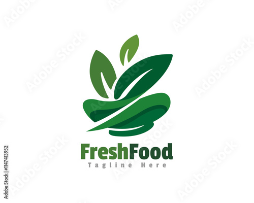 Fresh food eco nature herbal logo design template illustration inspiration