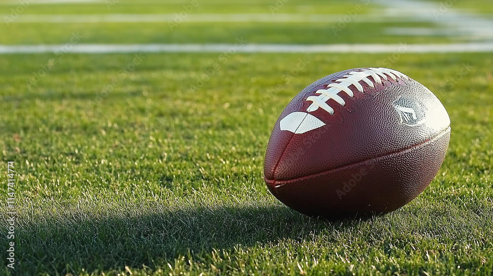 Obraz premium Closeup of American Football on Field