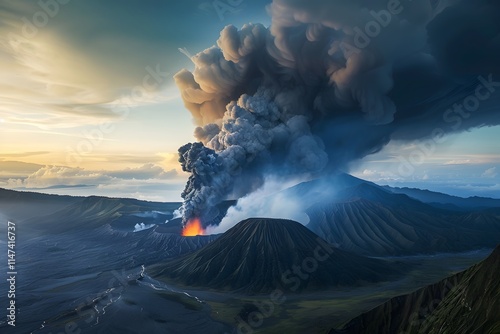 Volcanic Eruption in the Morning Light