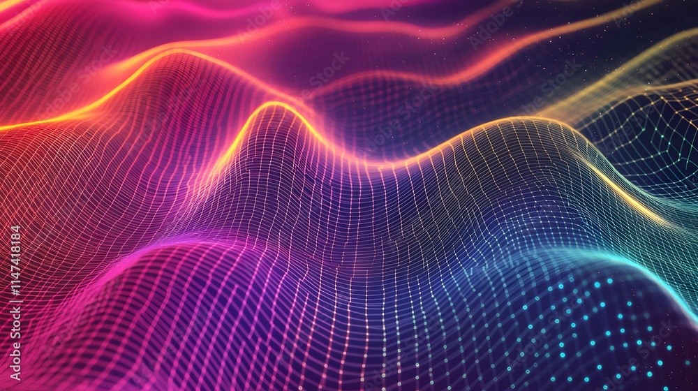 Dynamic waves of colorful light digital space abstract art virtual environment aesthetic viewpoint visual harmony Dynamic waves of colorful light digital space abstract art virtual environment aesthetic viewpoint visual harmony