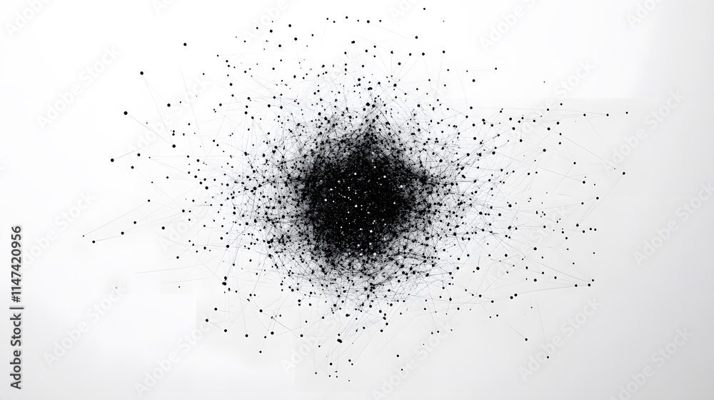 Obraz premium Dynamic abstract particle network digital space graphic art minimalist design aerial view modern conceptualization