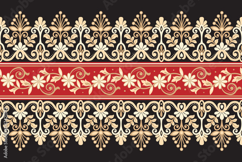 Damask pattern background Geometric ethnic oriental ikat seamless pattern traditional Design for background, carpet, wallpaper, clothing, wrapping, Batik, fabric, illustration embroidery.