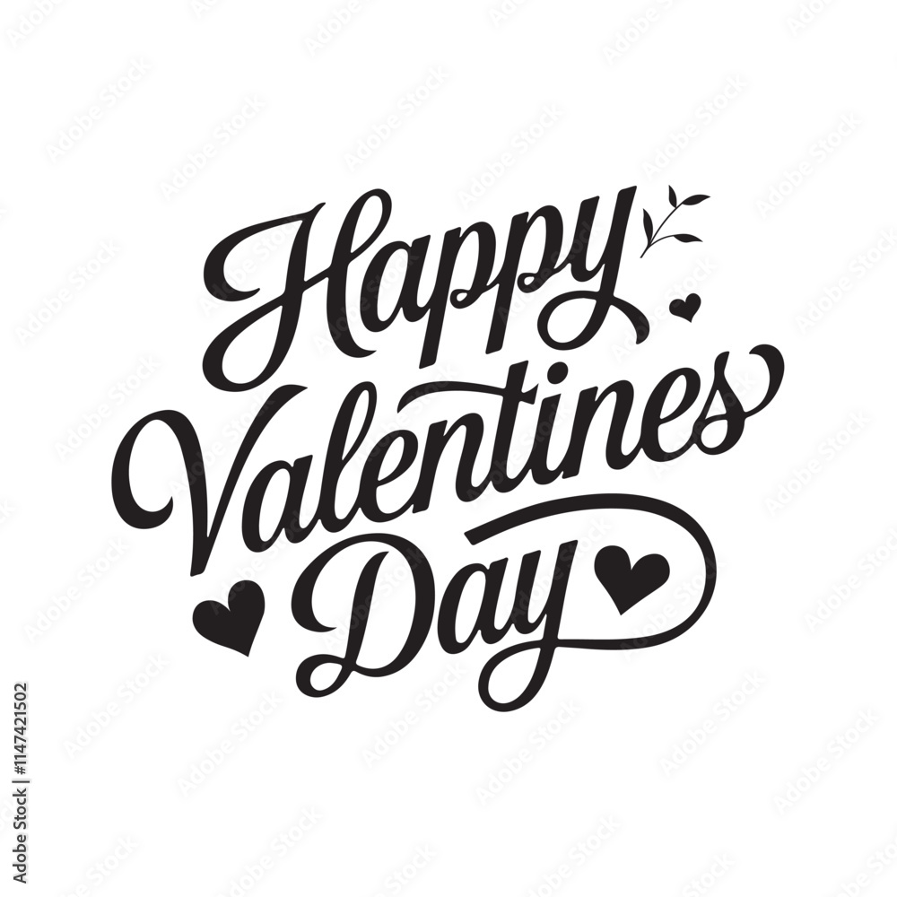 Happy Valentine's Day Vector Silhouette Typography Design. Happy Valentine's Day Vector Silhouette Typography Design.
