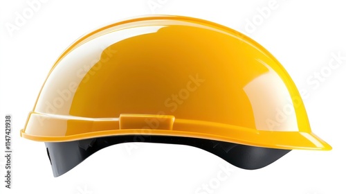 Yellow hard hat, safety helmet, construction equipment, isolated on white background. photo