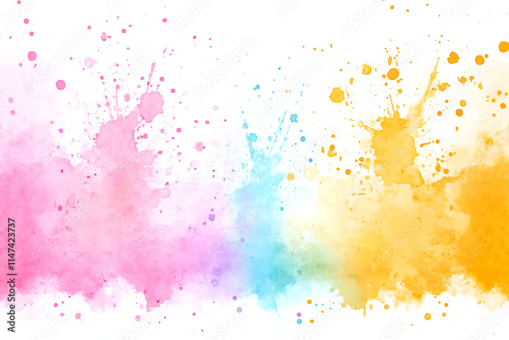 Fototapeta premium A colorful splash of paint with a rainbow of colors. The colors are bright and vibrant, creating a sense of energy and excitement. The splatters of paint are scattered throughout the image