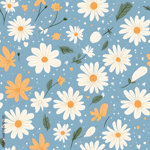 floral flower and leaf elements modern doodle illustrator seamless pattern for wallpaper or background