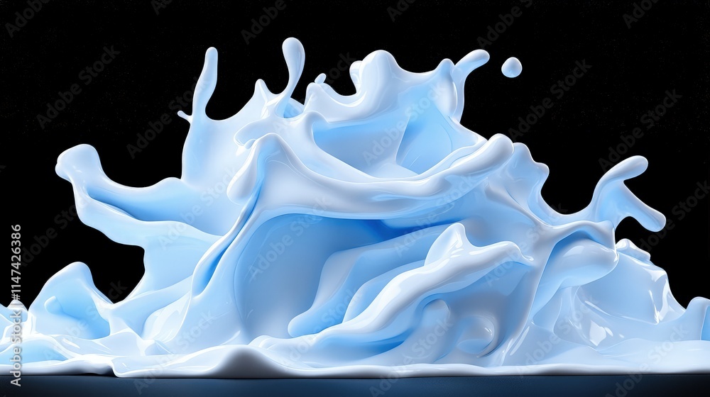 Fototapeta premium Abstract light blue liquid splash on black background.