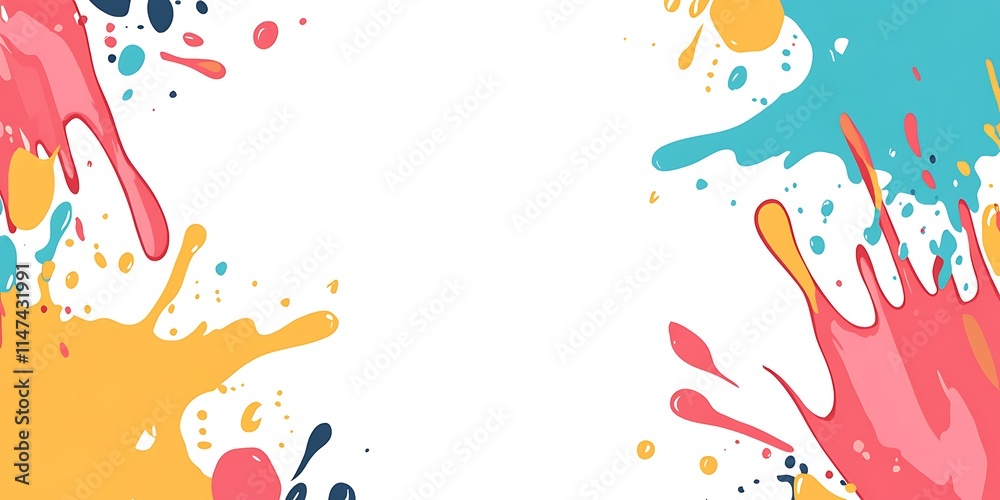 Colorful paint splashes create a vibrant abstract design Colorful paint splashes create a vibrant abstract design