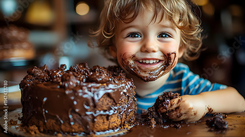 Toddler Devours Delicious Chocolate Cake Messily