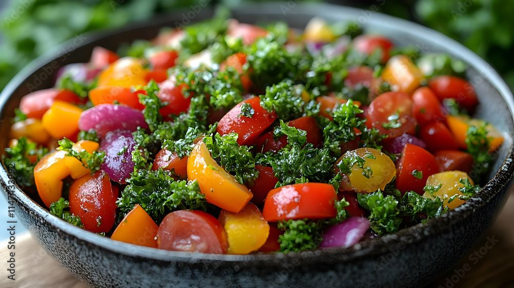 Vibrant Tomato & Pepper Salad Recipe with Parsley Vibrant Tomato & Pepper Salad Recipe with Parsley