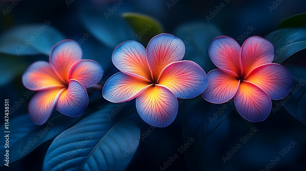 Obraz premium Bold Neon Flowers Stunning Bright Colors Nighttime Mood Impactful Design Illustration