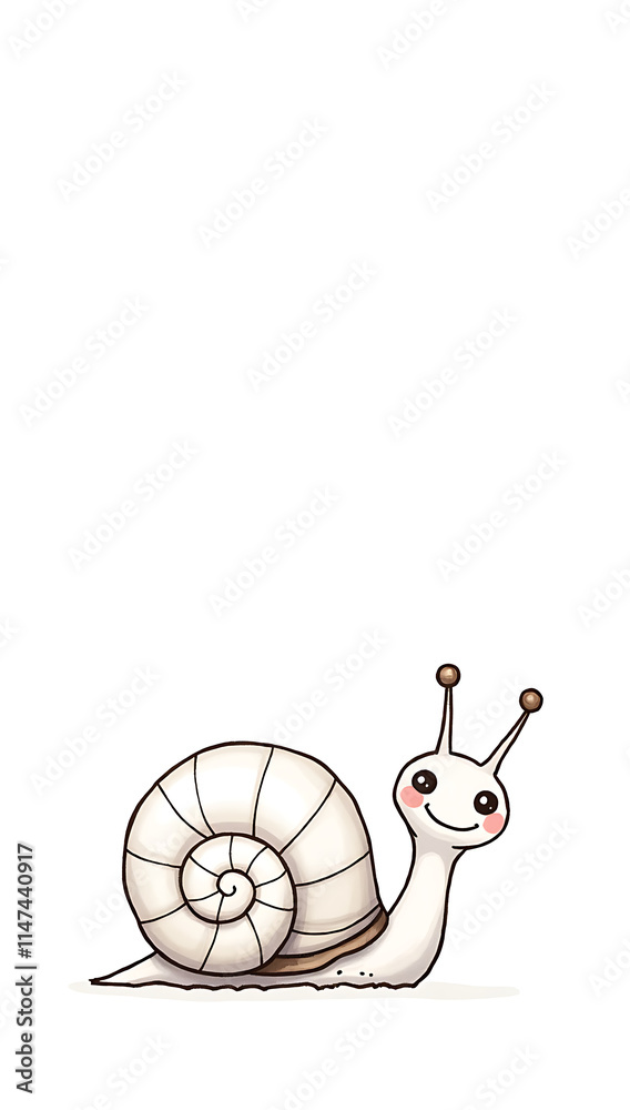 A simple design sketch of snail on a plain white background