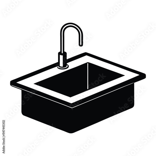 vector illustration of a stainless steel sink