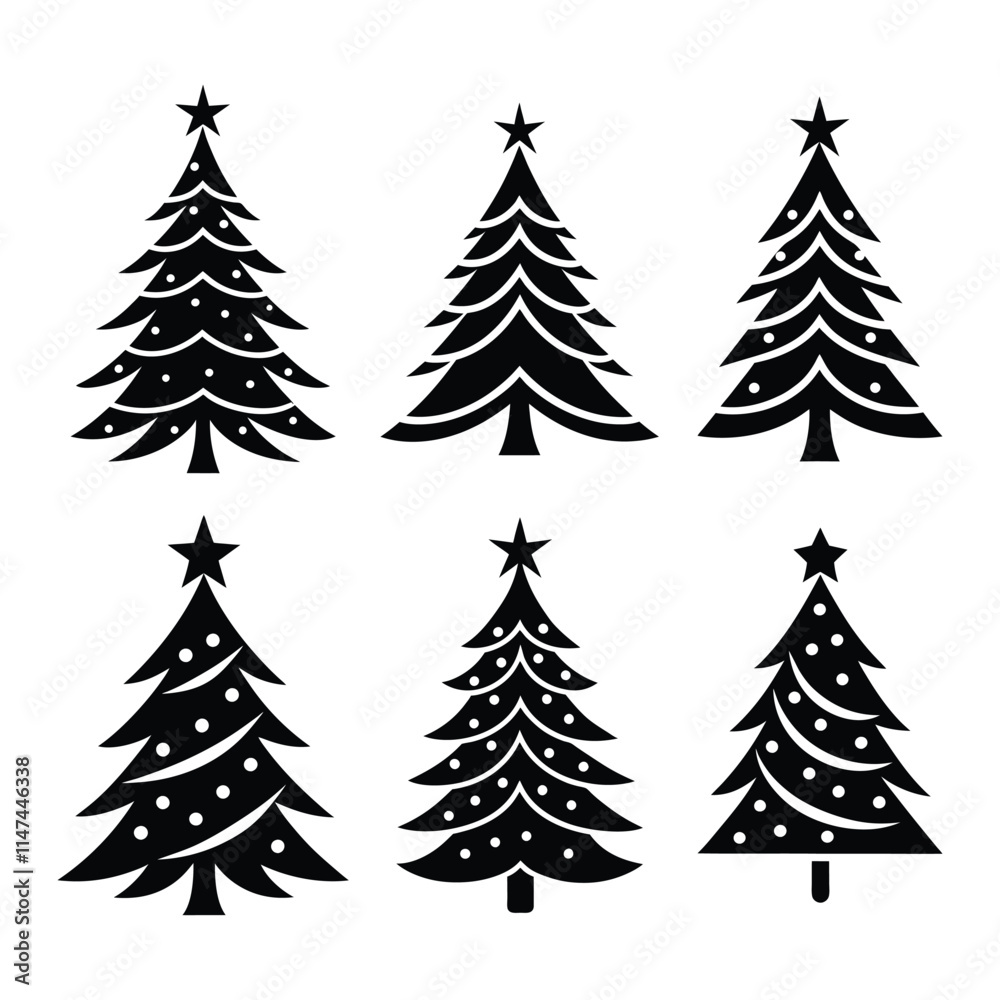 set of christmas trees set of christmas trees