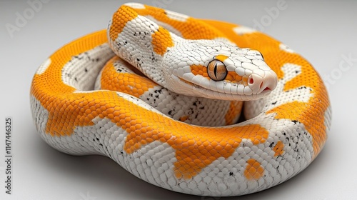 Orange and white patterned corn snake coiled 