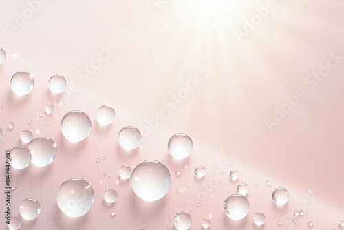 ピンクの背景に美しく輝く水滴のマクロビジュアル - Macro View of Sparkling Water Drops on Pink Background