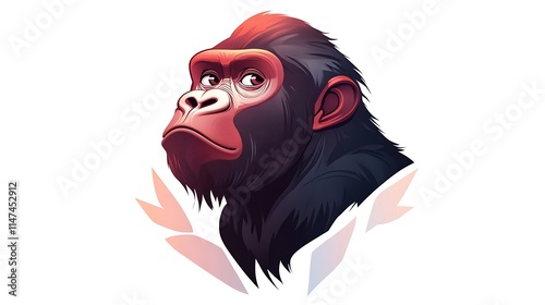 Cartoon Gorilla Character, Isolated Digital Illustration, White Backdrop AI Generated photo