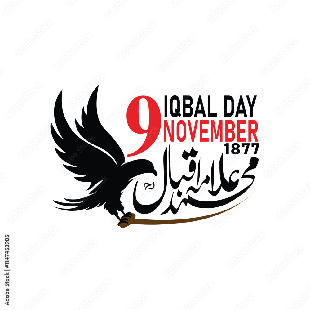 Obraz premium Allama Iqbal Day, Iqbal Day, 9th November