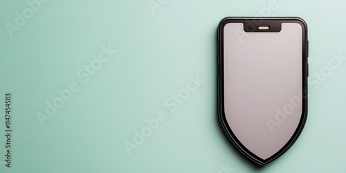 Protecting Privacy from Spam Calls and Scams. A sleek, shield-shaped smartphone case rests against a mint green background, highlighting modern design and protection.