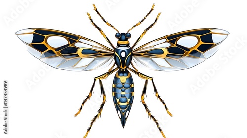 Detailed Digital Illustration of a Clearwing Moth on a Plain Background AI Generated photo