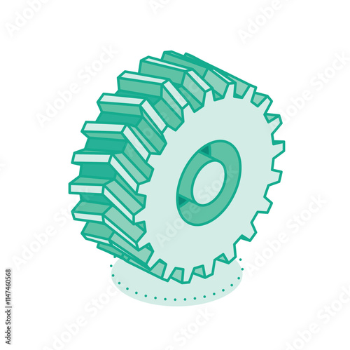 Isometric tractor wheel. Icon isolated on white background. Heavy duty truck wheel.