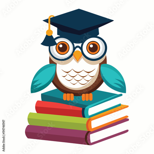 owl teacher with books.