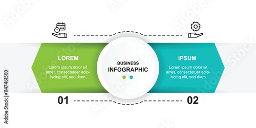 Design template infographic vector element with 2 step process suitable for business information and web presentation
