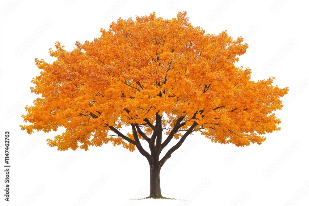 Vibrant orange autumn tree isolated on white. Vibrant orange autumn tree isolated on white.