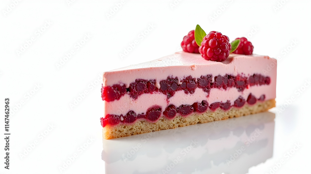 Delightful raspberry cake slice, creamy pink layers, juicy berries, and a subtle crust. Sweet treat! Delightful raspberry cake slice, creamy pink layers, juicy berries, and a subtle crust. Sweet treat!
