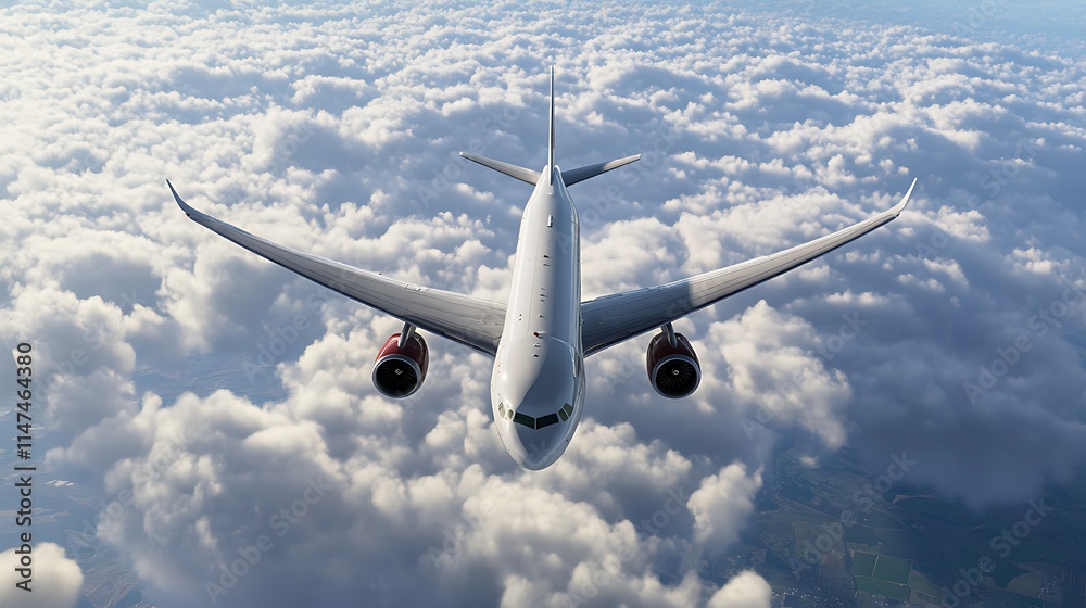 Fototapeta premium Airplane Soaring Above a Sea of Clouds