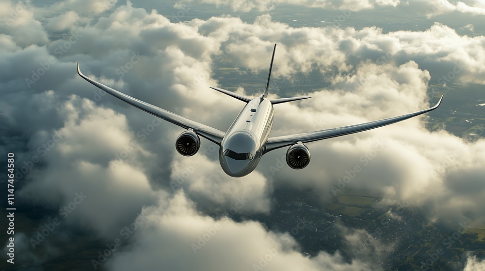 Fototapeta premium Airplane Soaring Above a Sea of Clouds
