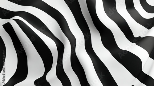 Abstract black and white zebra stripes fabric texture.