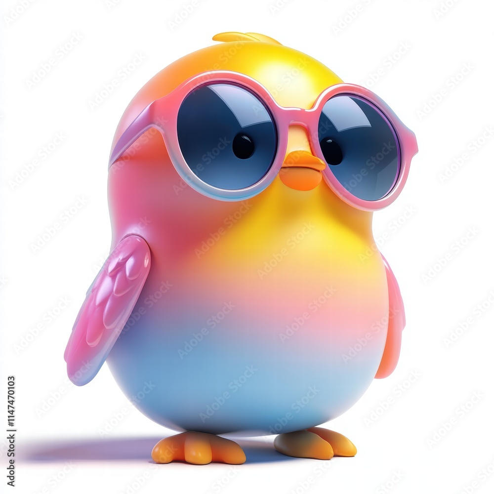 Cute toy model penguin with sunglasses on white background charming figure for collectors Cute toy model penguin with sunglasses on white background charming figure for collectors