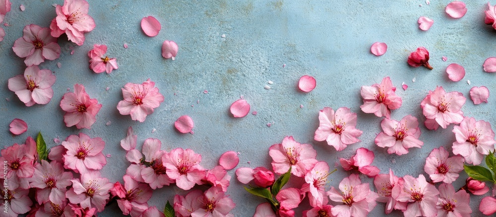 Pink blossom flowers on blue background. Pink blossom flowers on blue background.