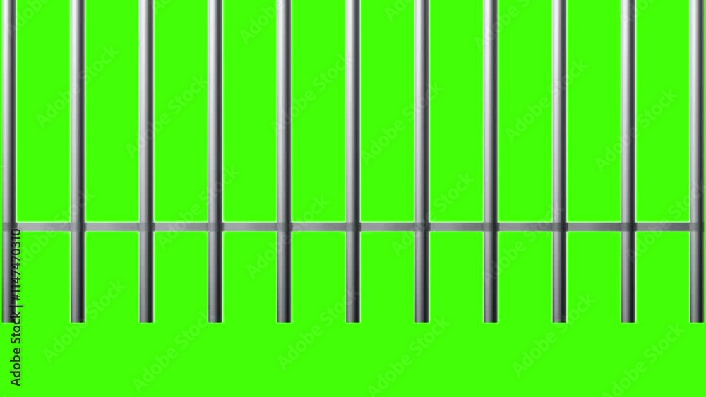 Jail doors closing isolated on green screen background for animation and compositing