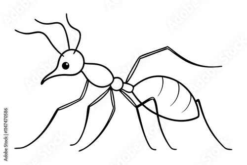 Ant Line Drawing Silhouette Clean and Minimalist Vector Art