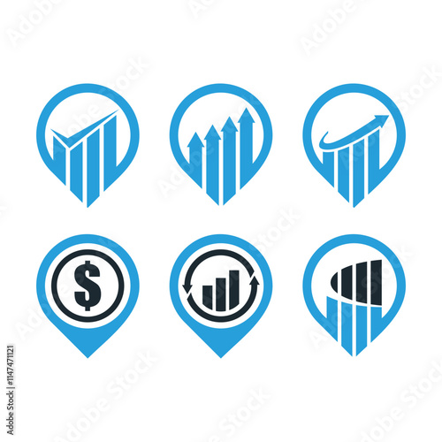 set vector abstract line art map navigator  and finance logo
