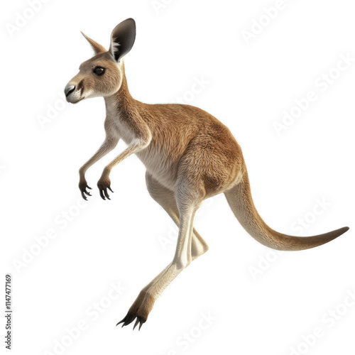 Agile Kangaroo in Motion: Captivating Natural Wildlife Scene Showcasing the Unique Features and Energetic Behavior of Iconic Australian Marsupial photo