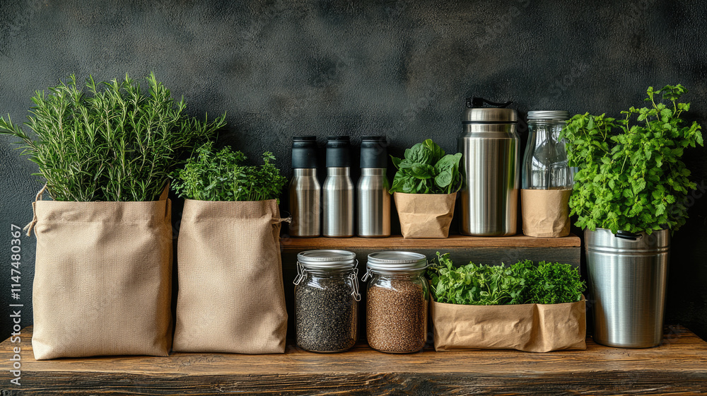 Fototapeta premium Zero-Waste Lifestyle with Reusable Bags