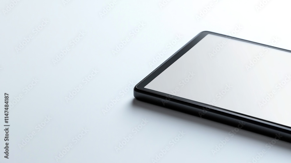 Modern smartphone with blank screen on white background.