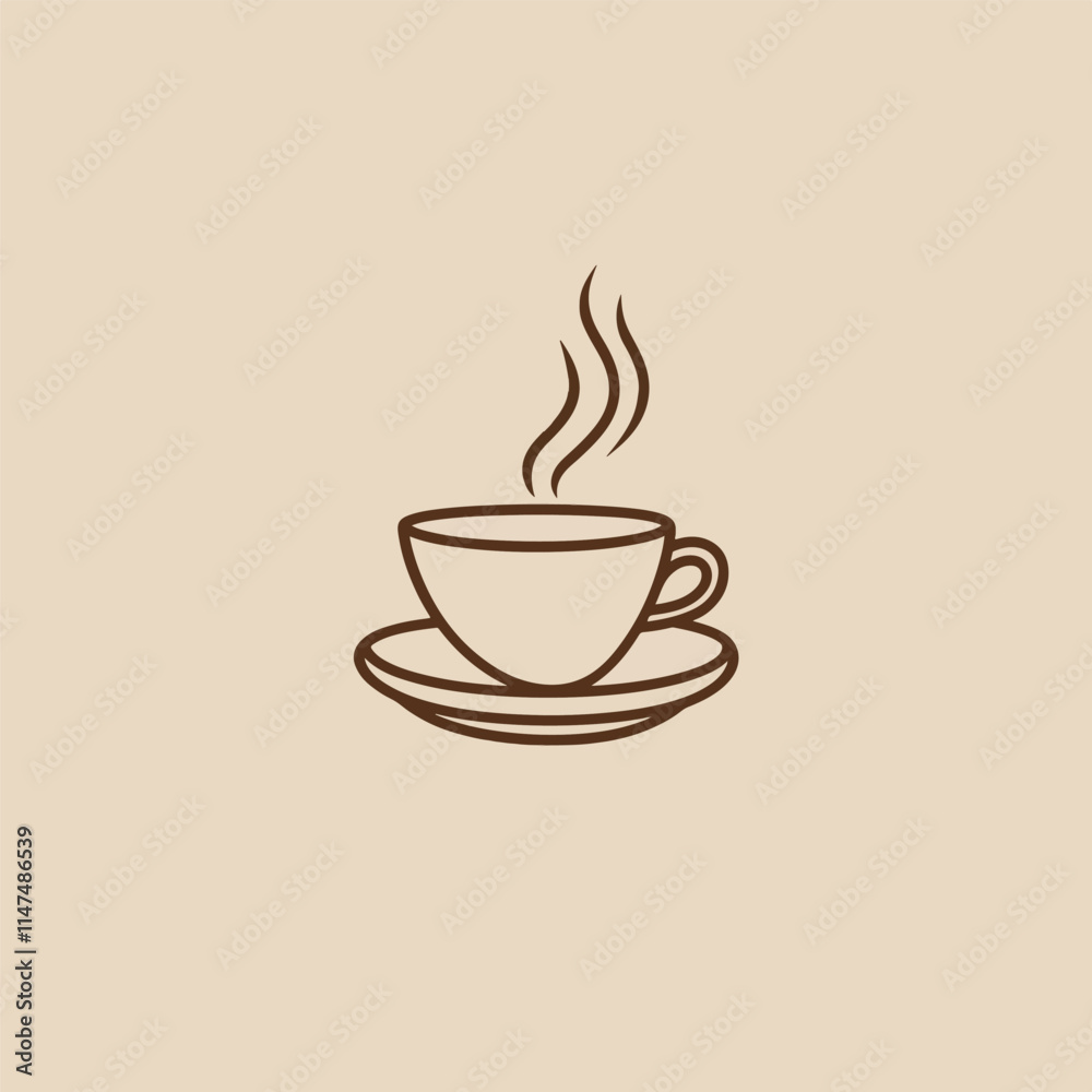 Coffee cup logo, Simple Coffee Cup with smoke Silhouette vector illustration, Coffee cup logo, Simple Coffee Cup with smoke Silhouette vector illustration,