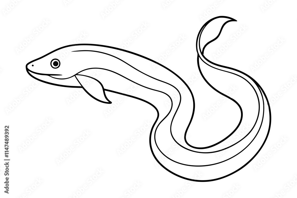 Naklejka premium Simple and Stylish Line Art Eel Clean Vector Illustration