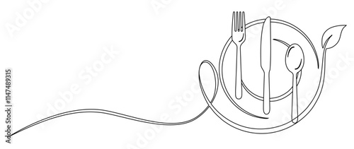 vector illustration of spoon, fork and plate