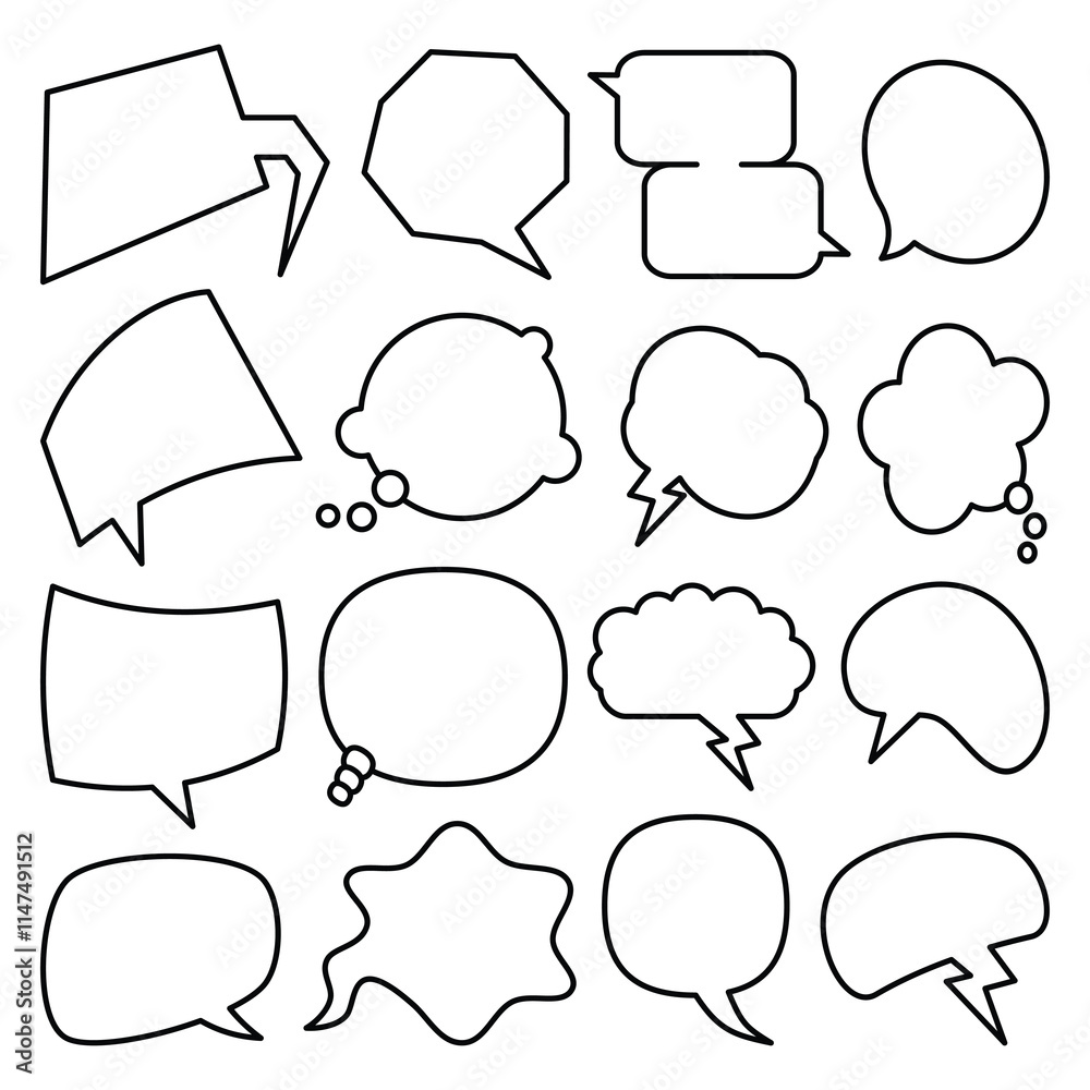Fototapeta premium Set of speech bubble doodle vector