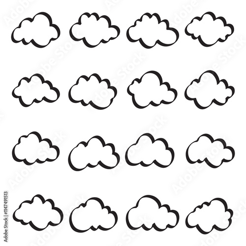 Set of cloud doodle vector