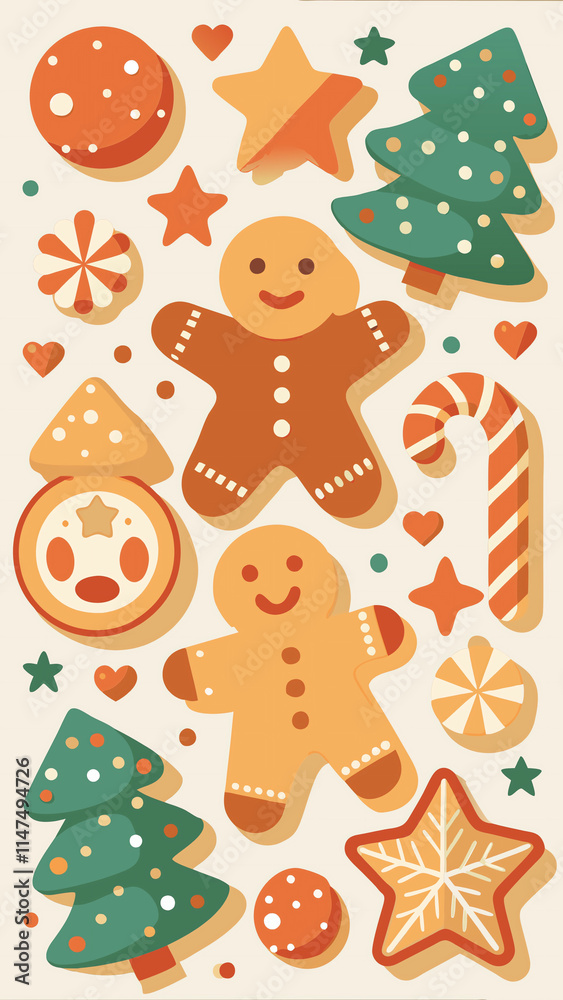 Delightful array of festive gingerbread cookies and holiday treats on a light background Delightful array of festive gingerbread cookies and holiday treats on a light background