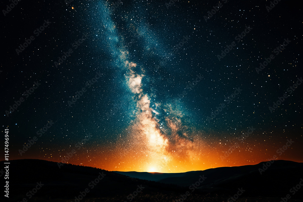 Fototapeta premium Illustration of a vibrant sunset in space