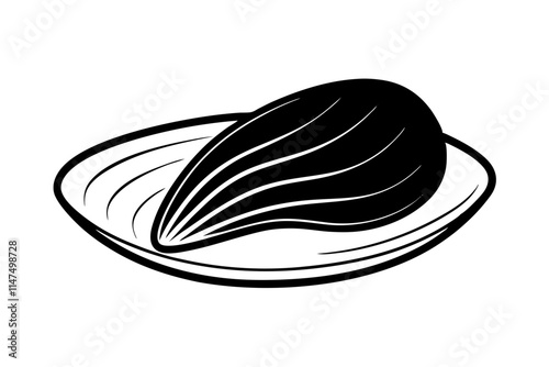Creative Line Drawing of Mussel Shell in Vector Style
